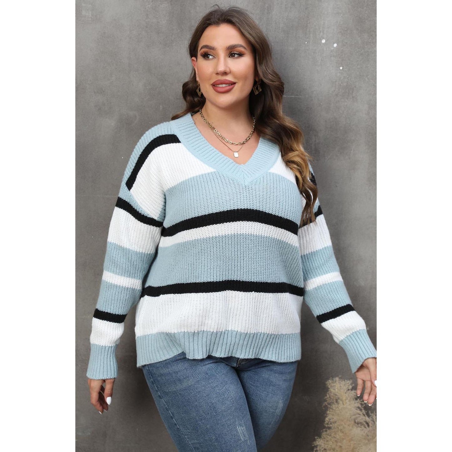 Striped V-Neck Sweater