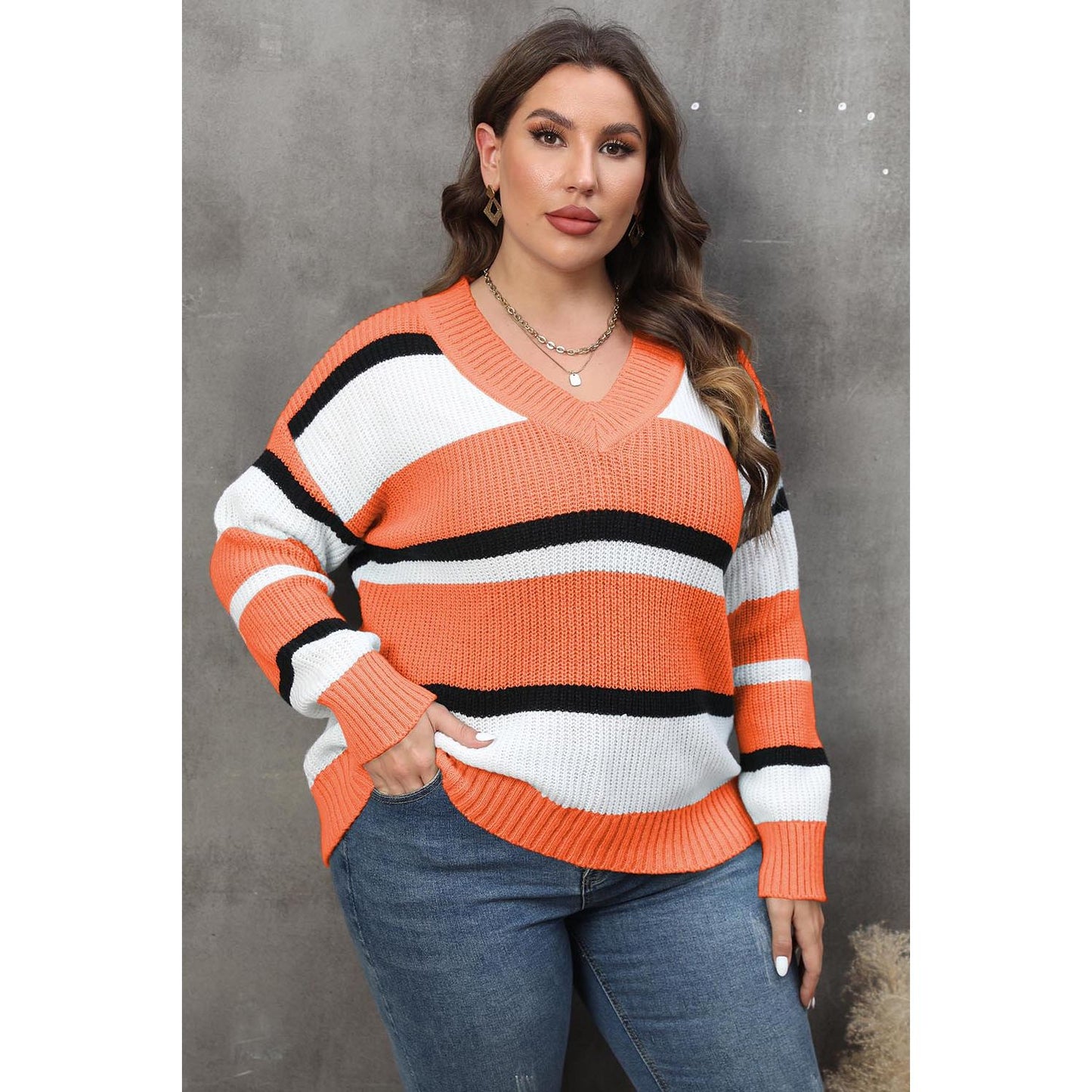 Striped V-Neck Sweater