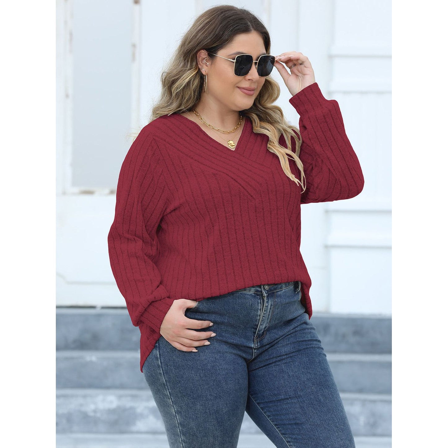 Round Neck Dropped Shoulder Sweatshirt