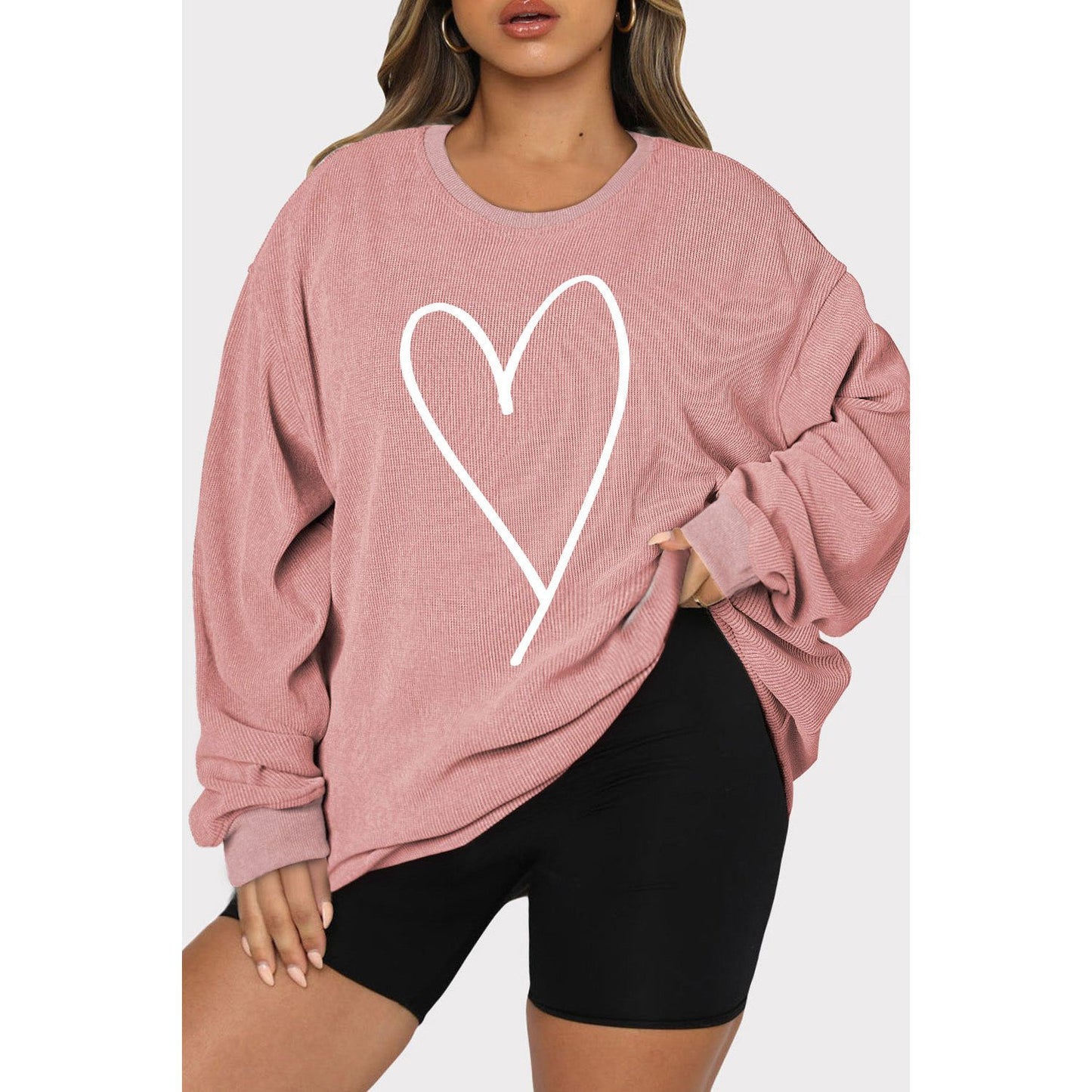 Heart Ribbed Sweatshirt