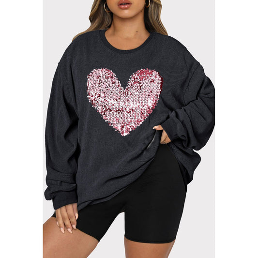 Heart Sequin Sweatshirt