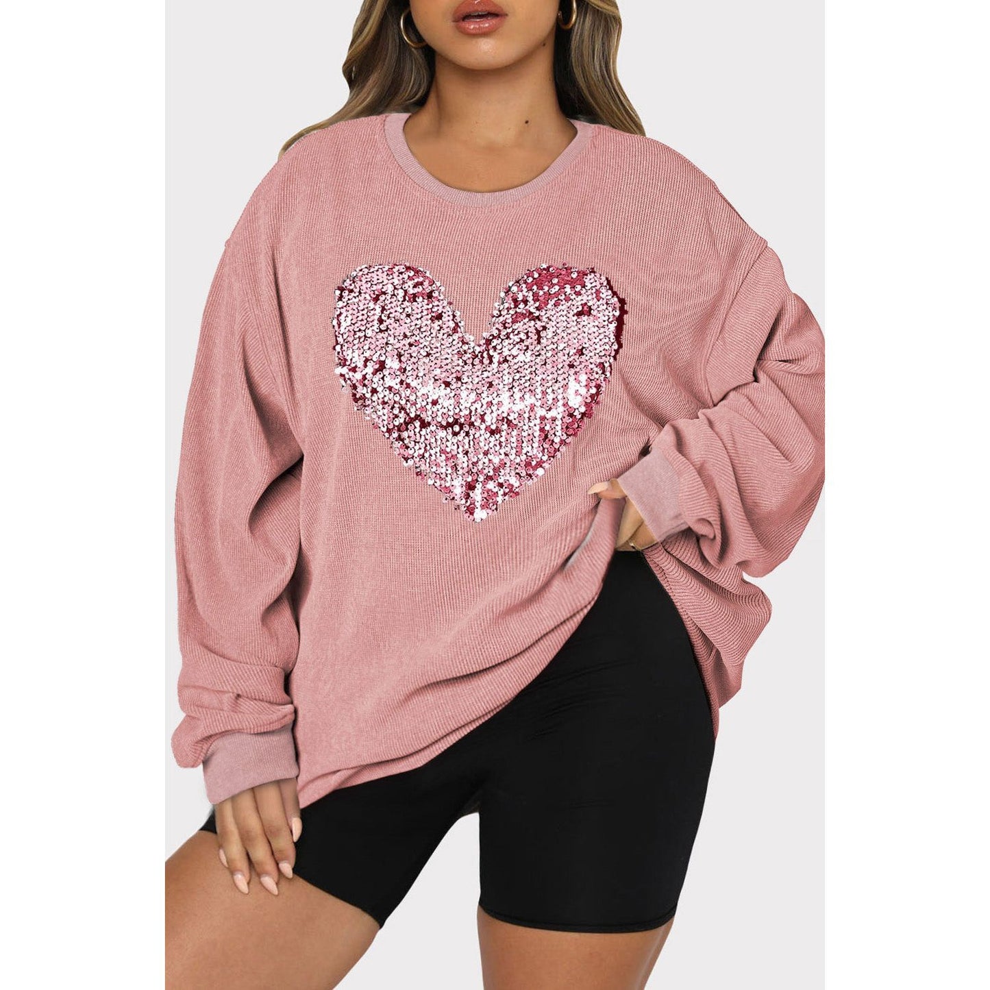 Heart Sequin Sweatshirt