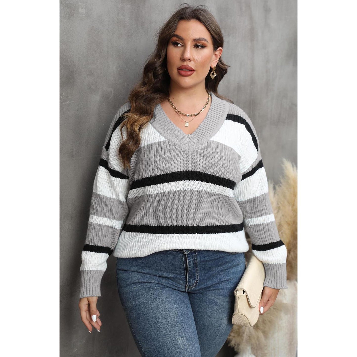 Striped V-Neck Sweater