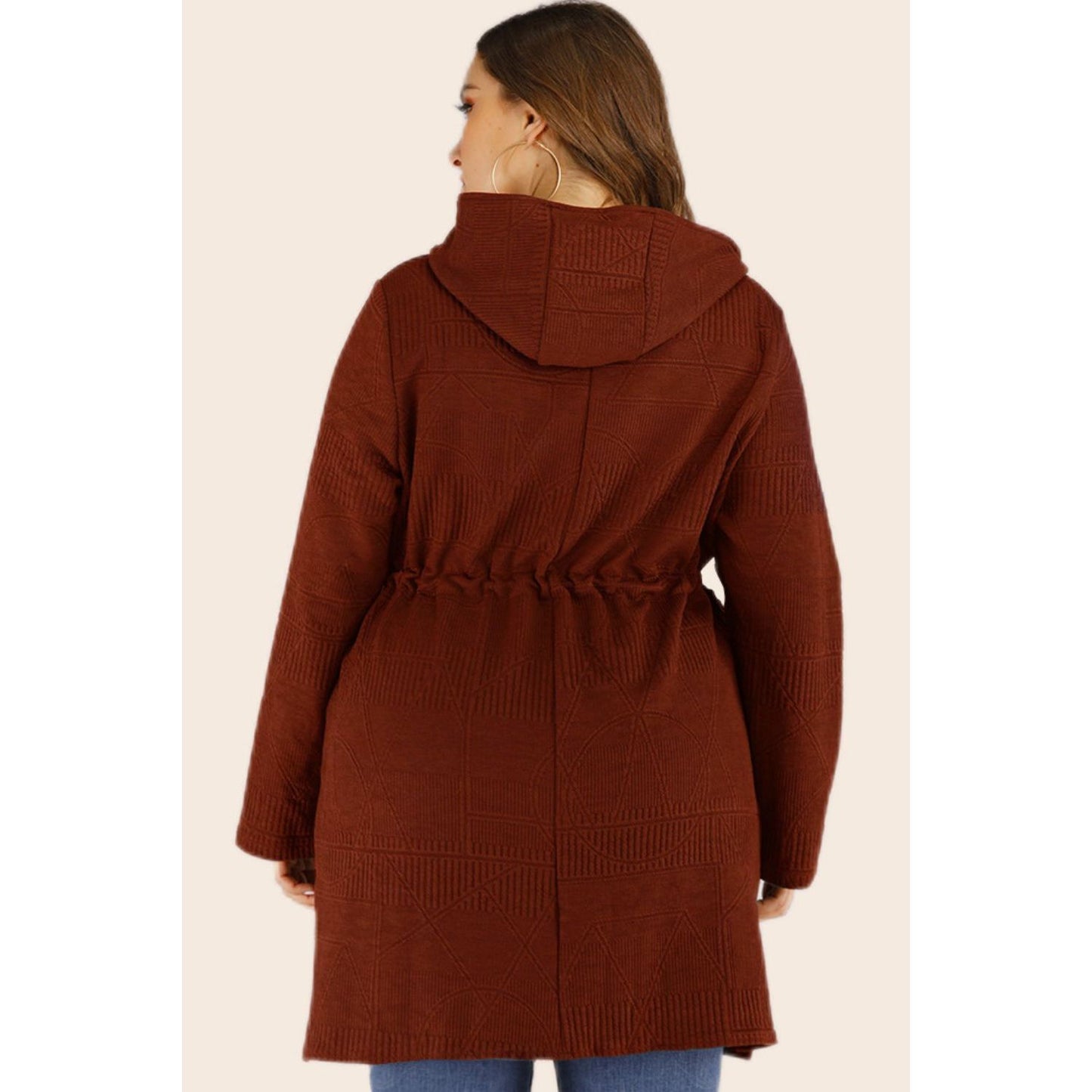 Drawstring Hooded Cardigan