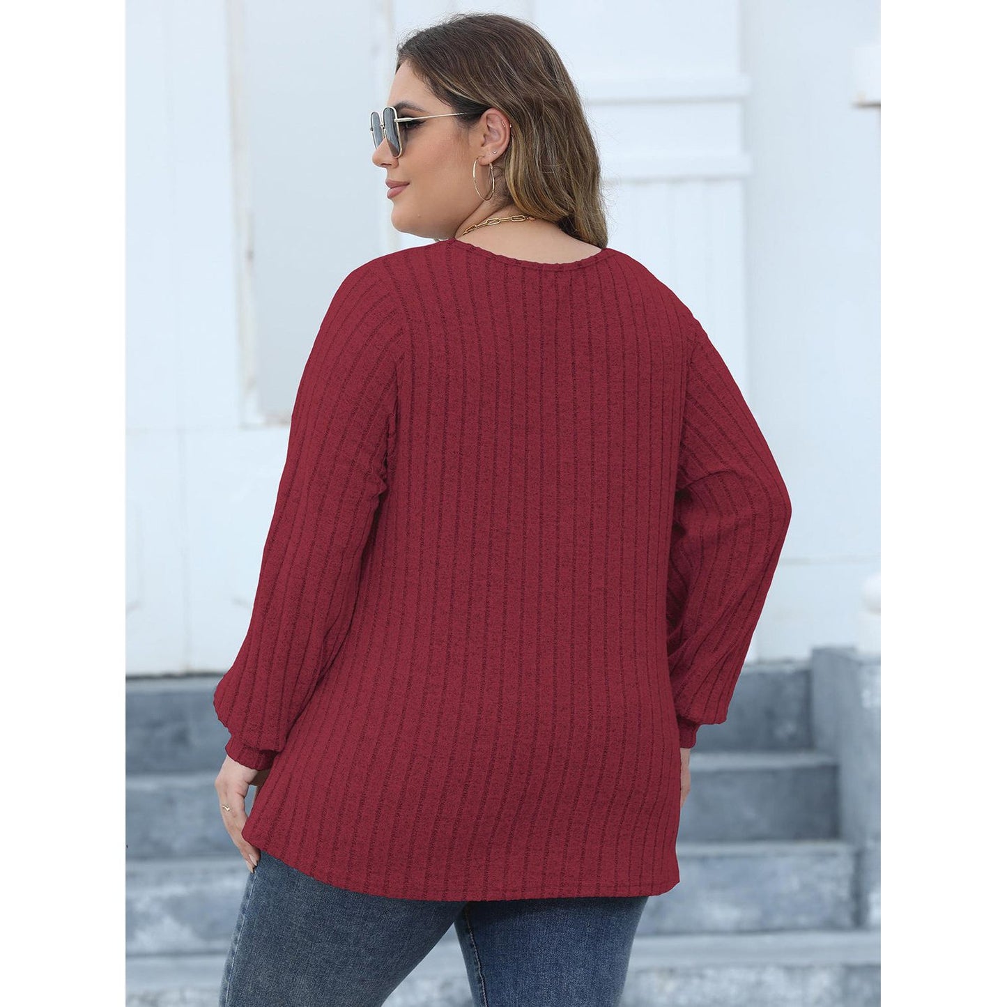 Round Neck Dropped Shoulder Sweatshirt