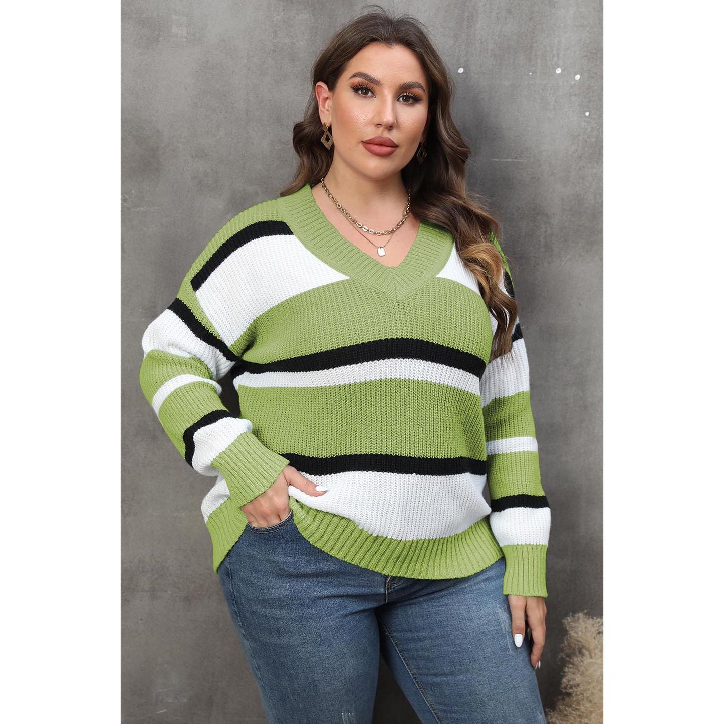 Striped V-Neck Sweater