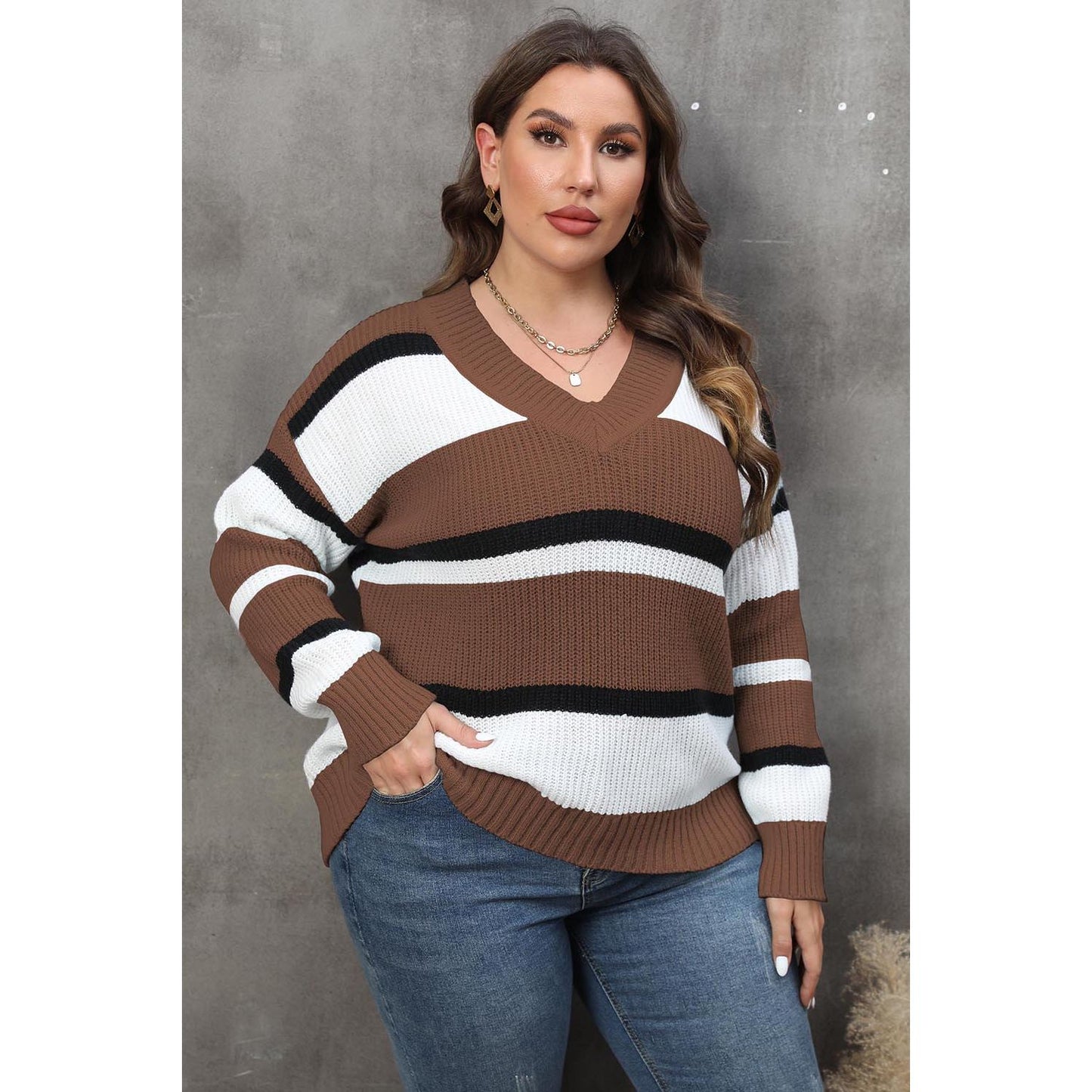 Striped V-Neck Sweater