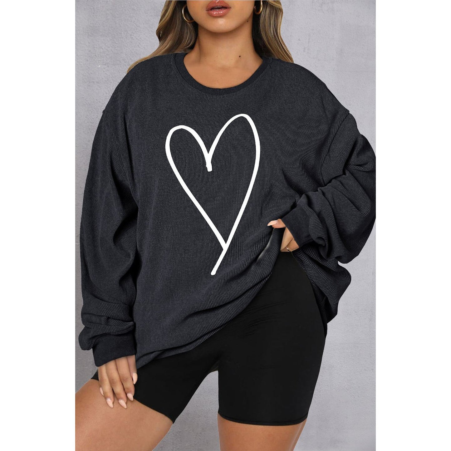 Heart Ribbed Sweatshirt