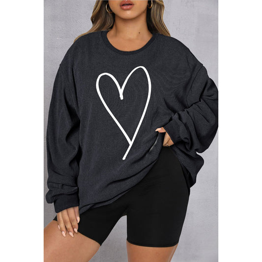 Heart Ribbed Sweatshirt