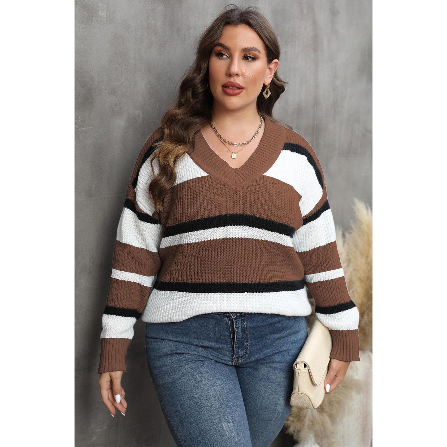 Striped V-Neck Sweater