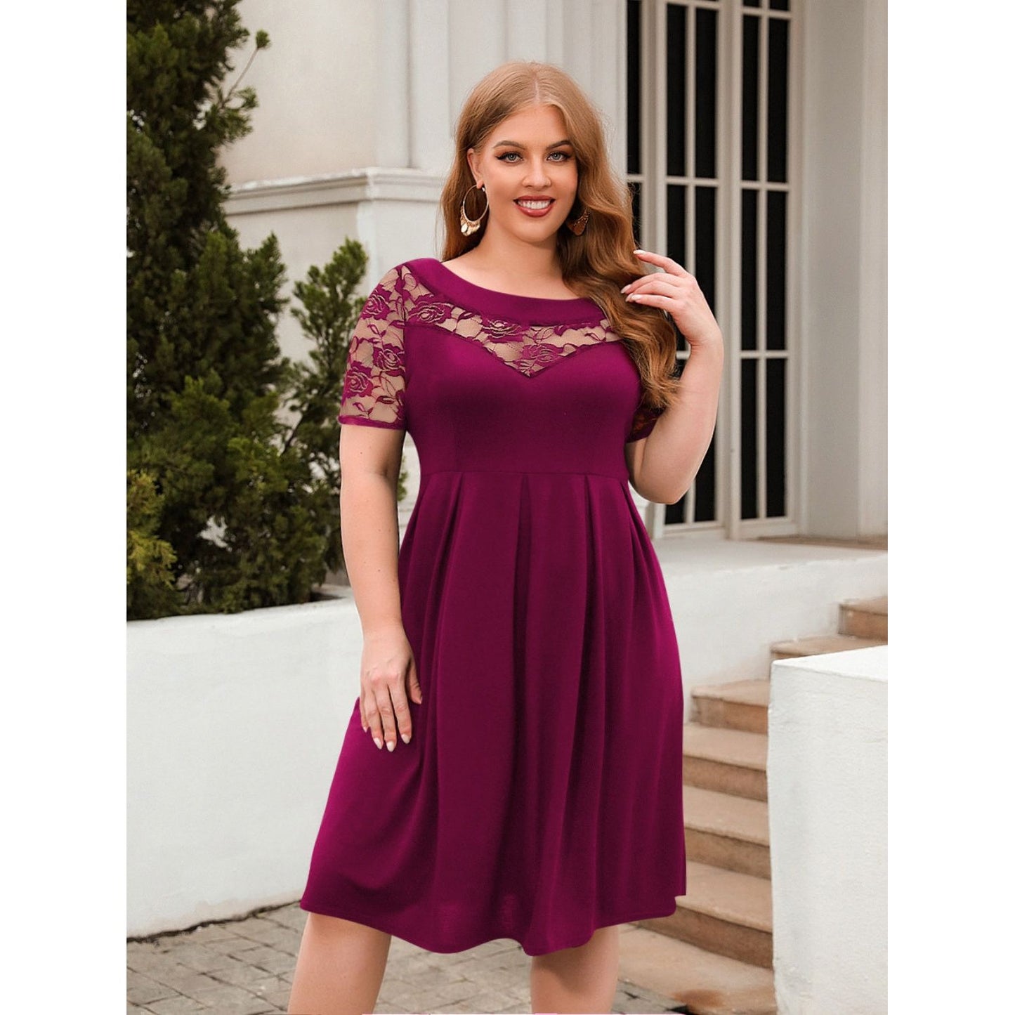 Ruched Round Neck Dress