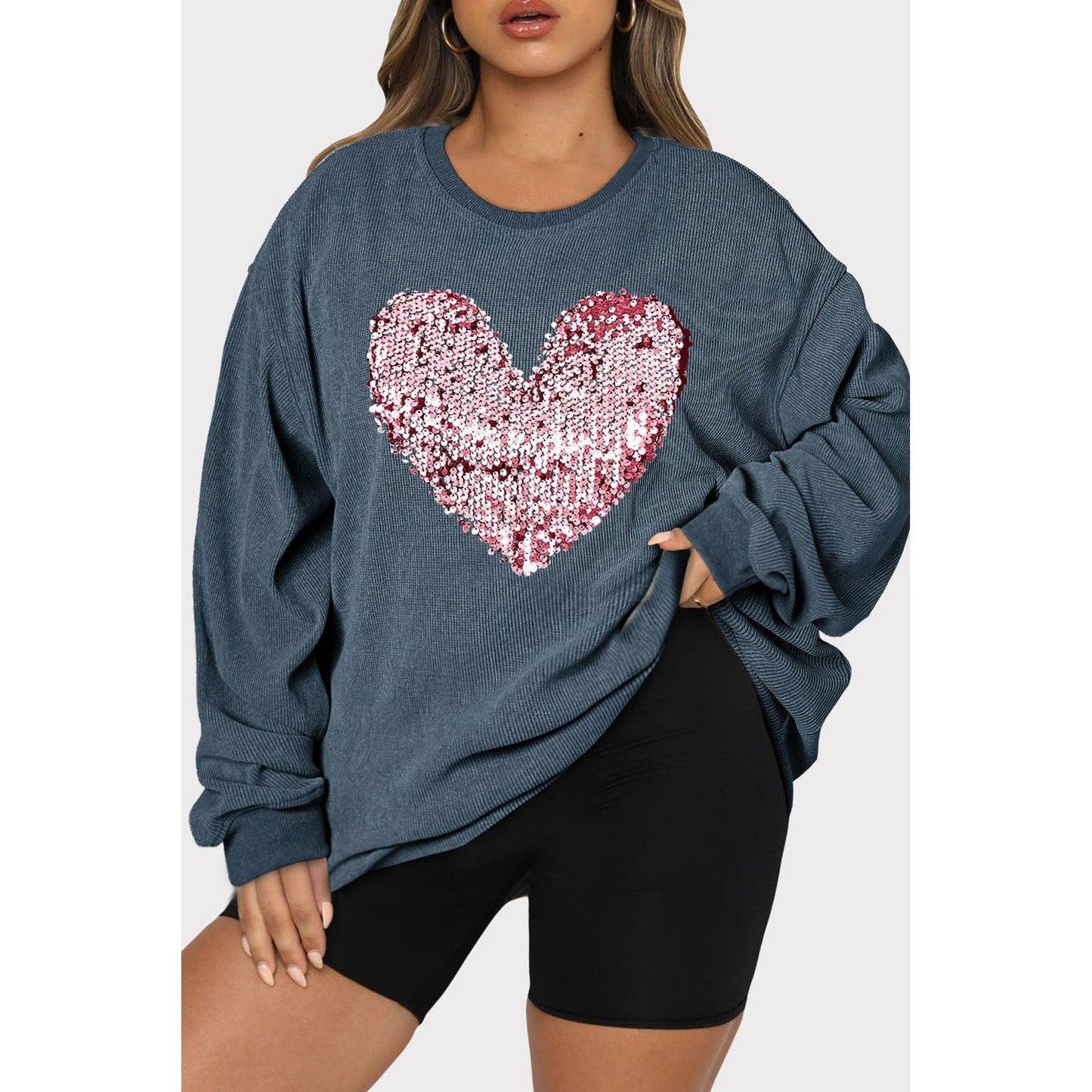 Heart Sequin Sweatshirt