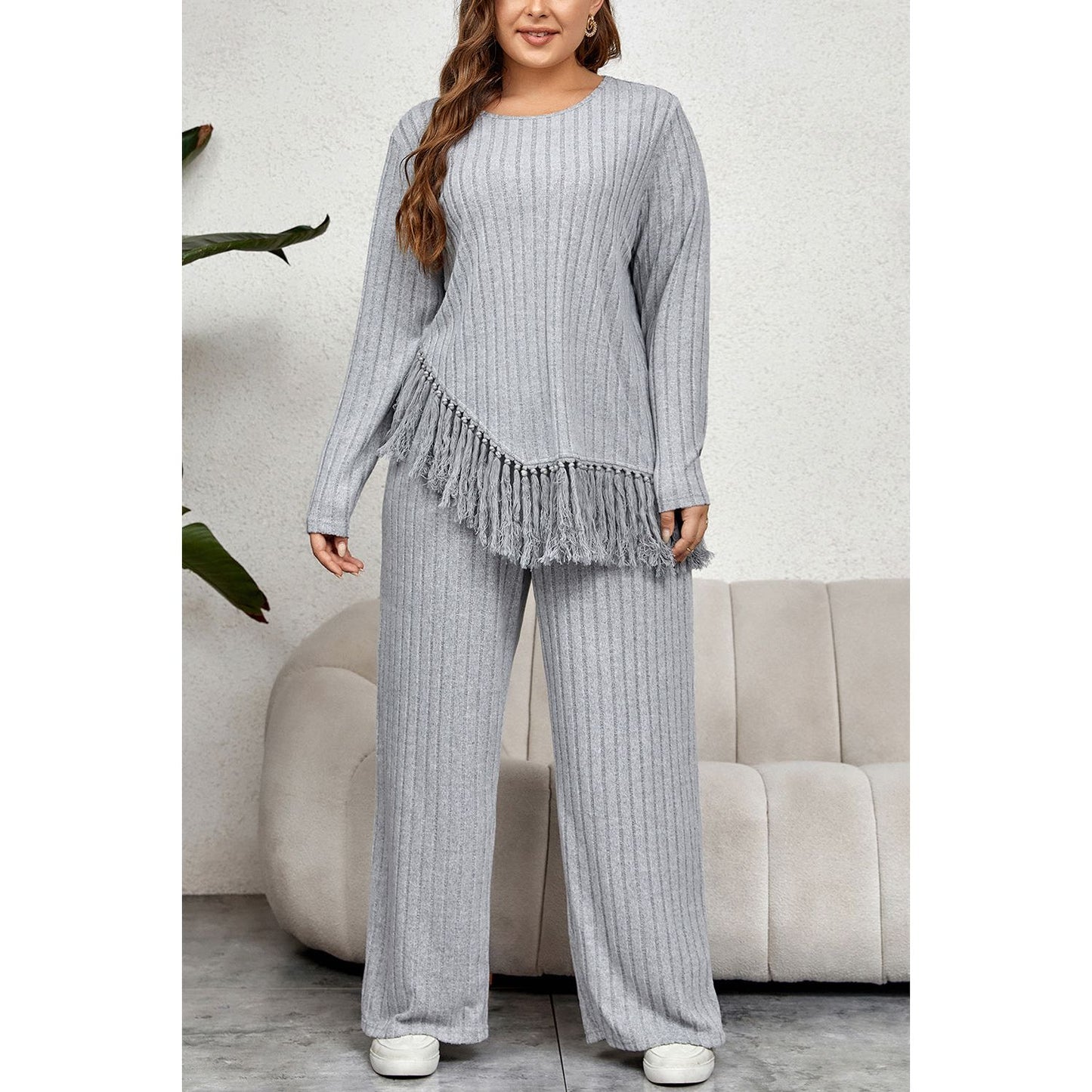 Tassel Hem Top and Pants Set