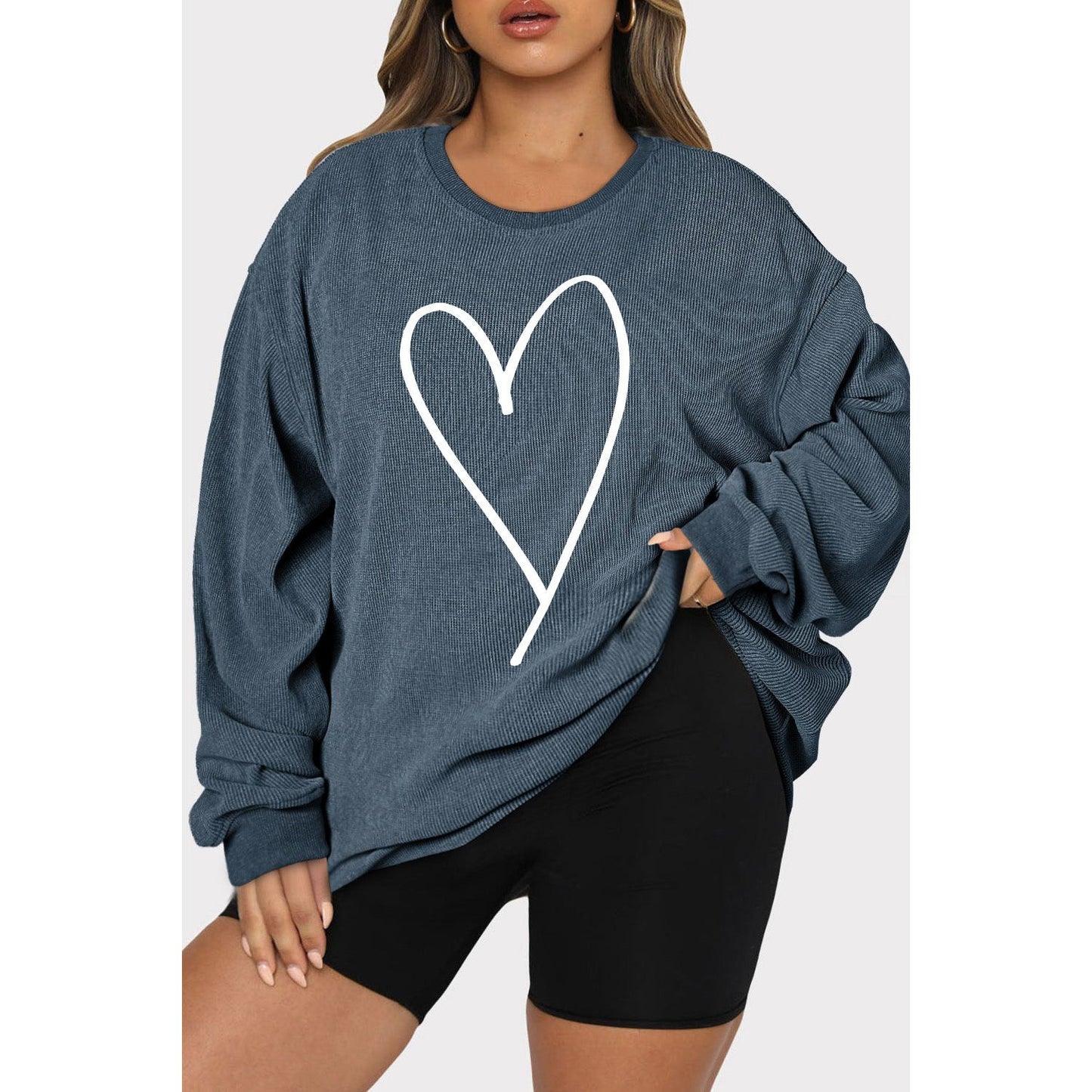 Heart Ribbed Sweatshirt